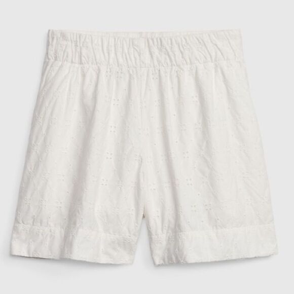 GAP Pants - GAP White Eyelet Shorts NWT 100% Cotton Elastic Waist Summer Boho Cottagecore, S